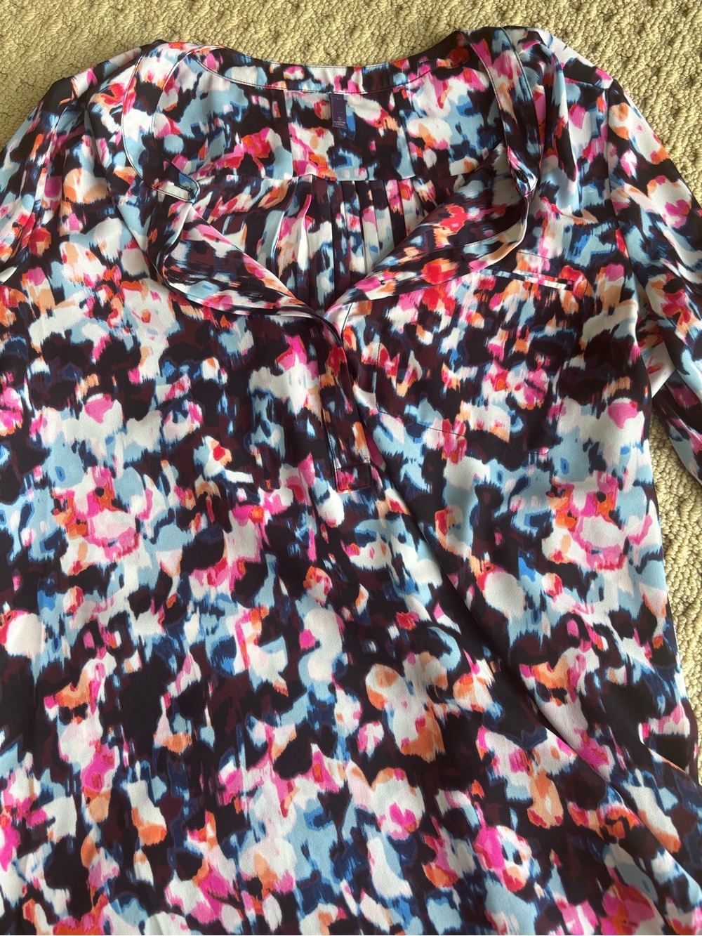NYDJ Multicolor Abstract Print Blouse in Pink, Blue & Black